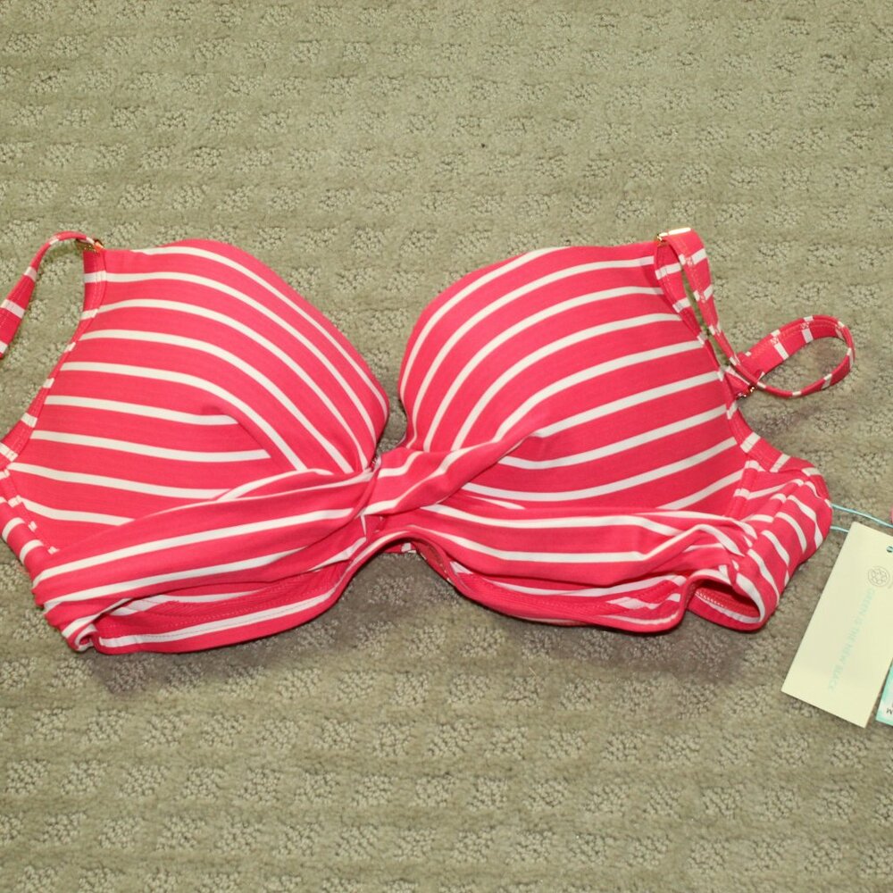 NWT Sea Level Swim Women's Size 10 Pink White Push Up Bikini Top